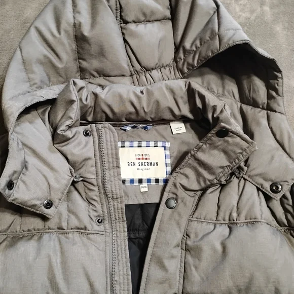 NEW! Boys 14/16 Ben Sherman Gray Down Fill Puffer Winter Coat Parka Jacket NWT - Picture 8 of 16